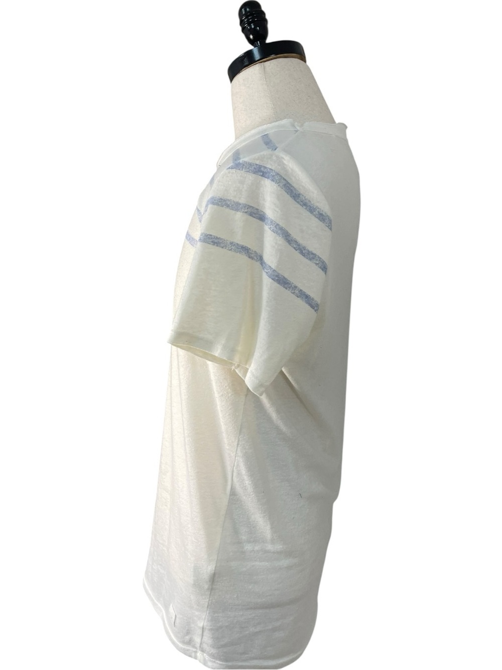 Bershka Striped Linen T-Shirt Ivory - Picture 5 of 11
